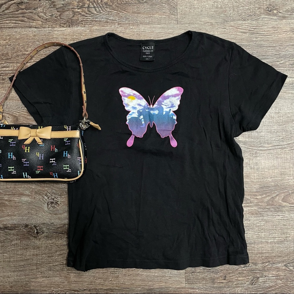 Butterfly crop top cool girl egirl VSCO motorcycle